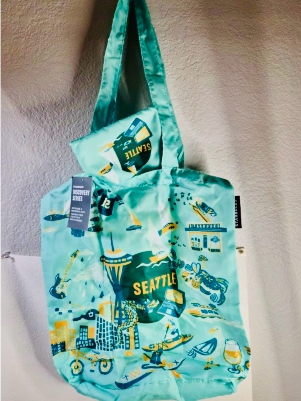 Starbucks Seattle Turquoise Reusable Tote 2024 discovery series original NWT - Picture 3 of 4